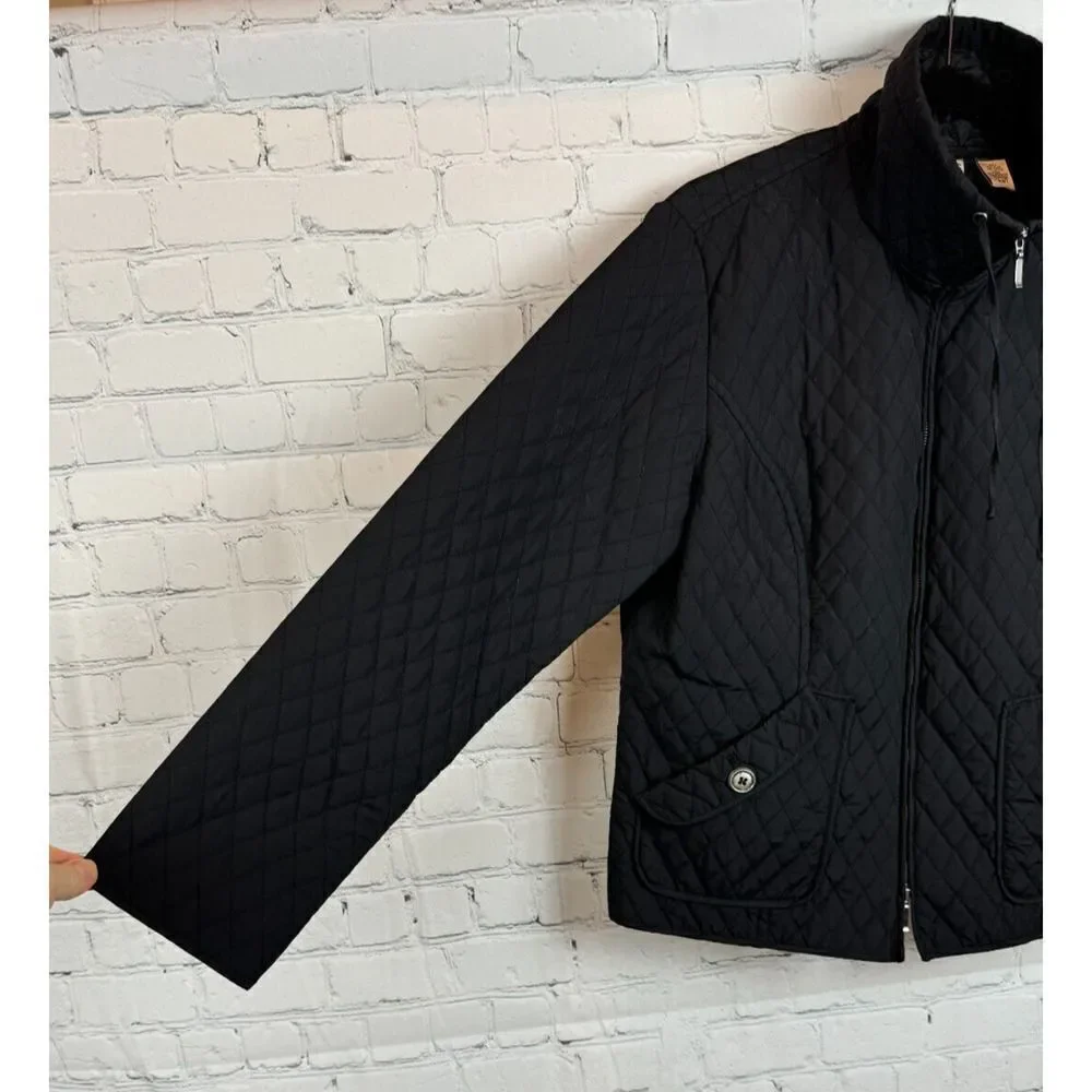CHICO'S black quilted full zipper collared jacket blazer size 1 M - Picture 4 of 7